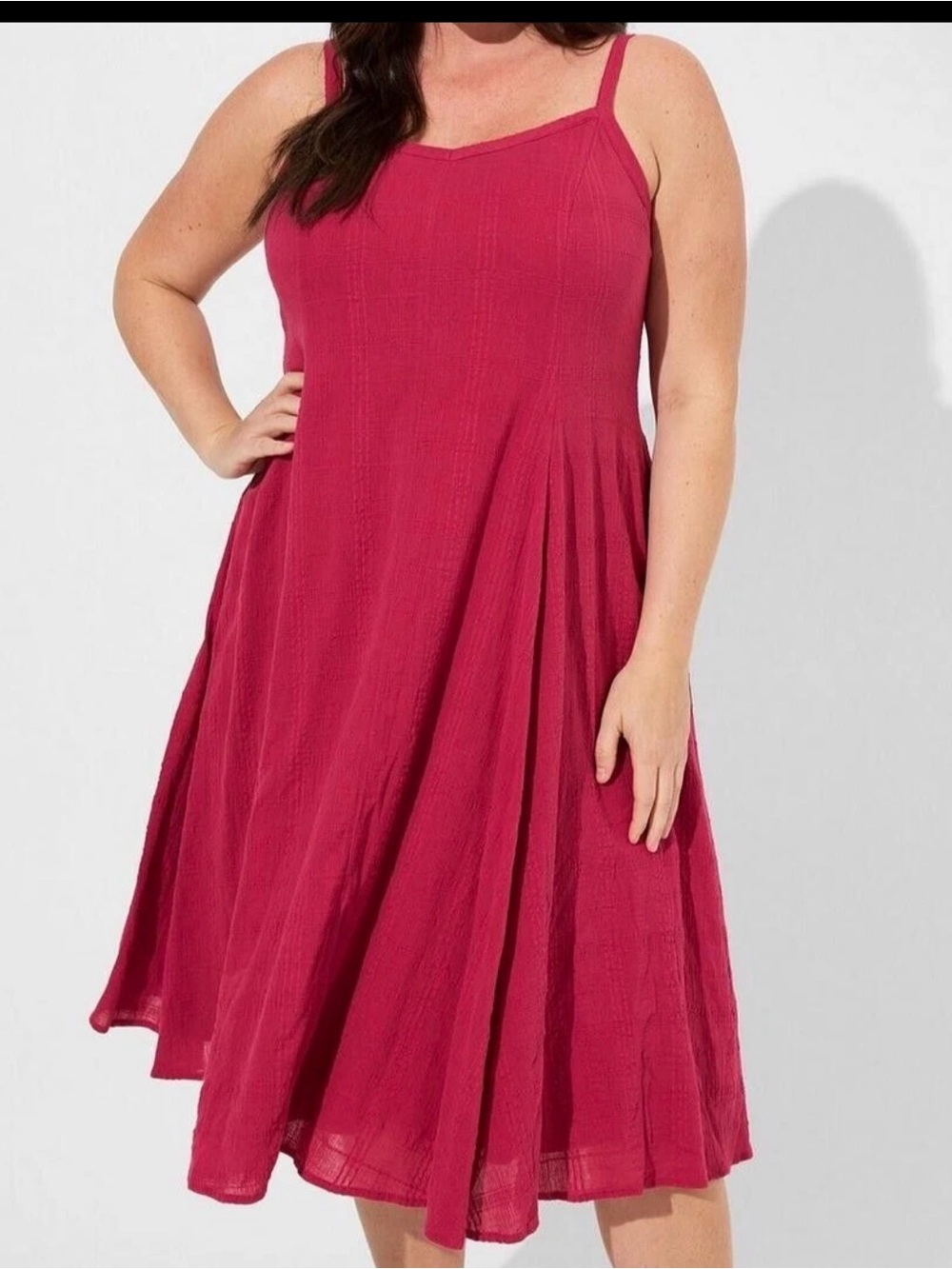 Torrid Midi Textured Cotton Trapeze Dress Pink size 3